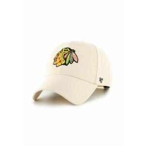 Čepice s vlněnou směsí 47brand NHL Chicago Blackhawks béžová barva, s aplikací, H-MVPSP04WBP-NTB