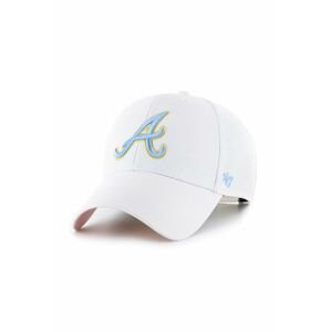Čepice z vlněné směsi 47brand MLB Atlanta Braves bílá barva, s aplikací