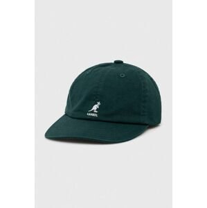 Bavlněná baseballová čepice Kangol zelená barva, s aplikací