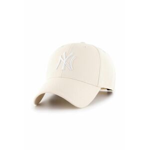 Čepice s vlněnou směsí 47brand MLB New York Yankees béžová barva, s aplikací