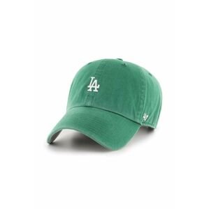 Bavlněná baseballová čepice 47brand MLB Los Angeles Dodgers zelená barva, s aplikací