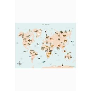 Vissevasse Plakát World Map Animal 50x70 cm