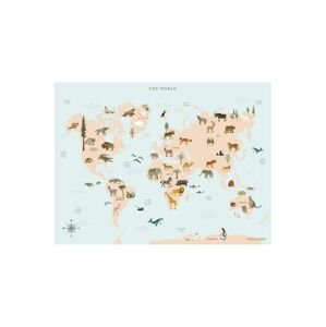 Plakát Vissevasse World Map Animal 30 x 40 cm