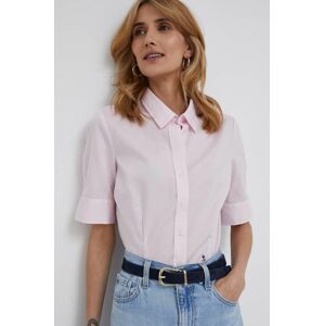 Bavlněné tričko Seidensticker růžová barva, slim, s klasickým límcem