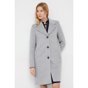 Vlněný kabát Selected Femme šedá barva, přechodný
