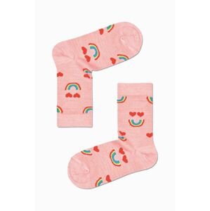 Dětské ponožky Happy Socks Wool Happy Rainbow růžová barva, Skarpetki Happy Socks Wool Happy Rainbow KWHRB22 3000