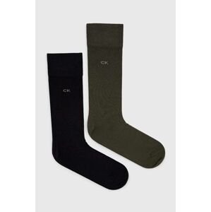 Ponožky Calvin Klein 2-pack pánské, zelená barva
