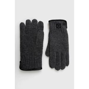 Vlněné rukavice Strellson pánské, šedá barva