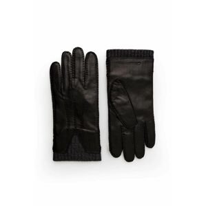 Kožené rukavice Strellson pánské, černá barva