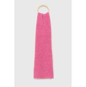 Šátek z vlněné směsi American Vintage růžová barva, hladký