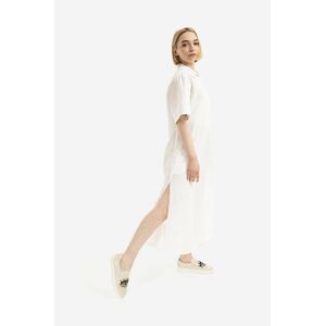 Bavlněné šaty Wood Wood Audrey bílá barva, midi, oversize, 12211102.1172-OFFWHI