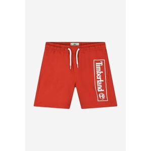 Dětské plavkové šortky Timberland Swim Shorts červená barva, s potiskem