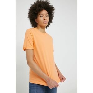 Bavlněné tričko Pieces oranžová barva