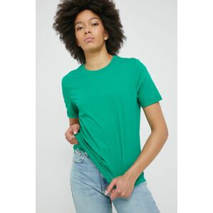 Bavlněné tričko Pieces zelená barva