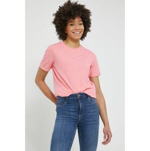 Bavlněné tričko Pieces růžová barva