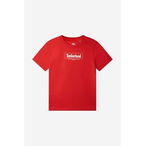 Dětské bavlněné tričko Timberland Short Sleeves Tee-shirt červená barva, s potiskem