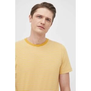 Bavlněné tričko Selected Homme žlutá barva, vzorovaný