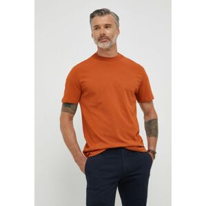 Bavlněné tričko Selected Homme hnědá barva