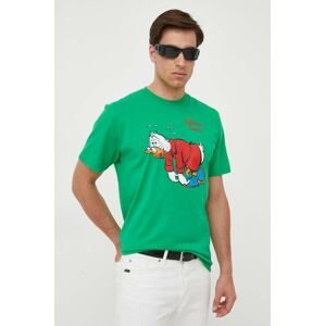 Bavlněné tričko MC2 Saint Barth zelená barva, s potiskem