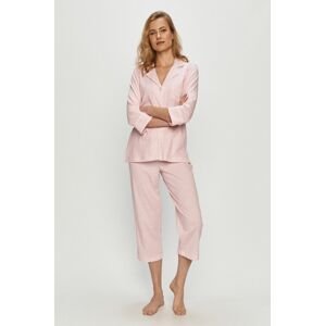 Bavlněné pyžamo Lauren Ralph Lauren růžová barva, bavlněné, I819702