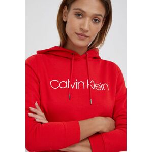 Bavlněná mikina Calvin Klein dámská, červená barva, s potiskem
