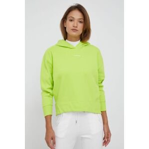 Bavlněná mikina Calvin Klein Jeans dámská, zelená barva, hladká
