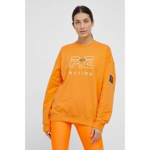 Bavlněná mikina P.E Nation dámská, oranžová barva, hladká