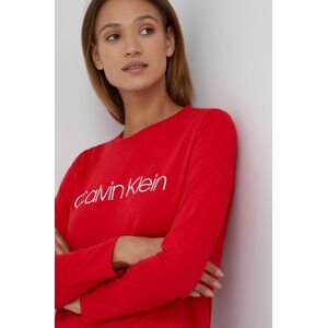 Bavlněné tričko s dlouhým rukávem Calvin Klein červená barva
