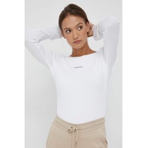 Tričko s dlouhým rukávem Calvin Klein Jeans dámské, bílá barva