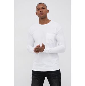 Bavlněné tričko s dlouhým rukávem Premium by Jack&Jones bílá barva, hladké