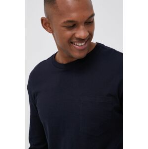 Bavlněné tričko s dlouhým rukávem Premium by Jack&Jones tmavomodrá barva, hladké