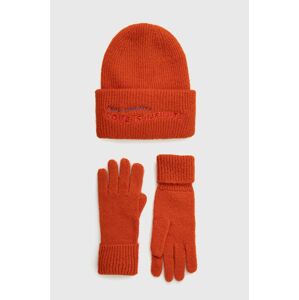 Čepice a rukavice Desigual oranžová barva