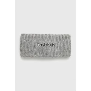 Čelenka ze směsi vlny Calvin Klein šedá barva