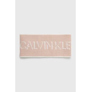 Vlněná čelenka Calvin Klein Jeans růžová barva