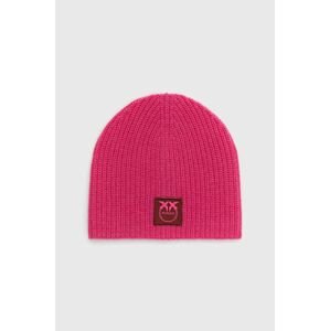 Čepice Pinko růžová barva, z tenké pleteniny, vlněná