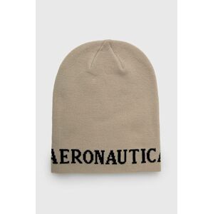 Čepice Aeronautica Militare béžová barva, z tenké pleteniny
