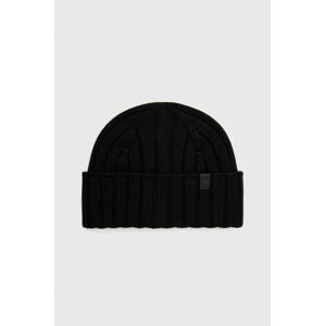 Čepice z vlněné směsi AllSaints černá barva, z tenké pleteniny
