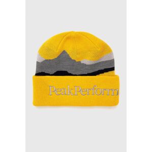 Vlněná čepice Peak Performance žlutá barva, vlněná