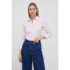 Košile Gant dámská, růžová barva, slim, s klasickým límcem