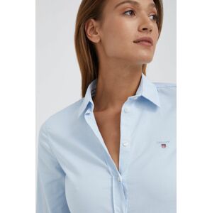 Košile Gant dámská, modrá barva, slim, s klasickým límcem