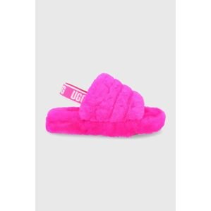 Dětské vlněné pantofle UGG růžová barva