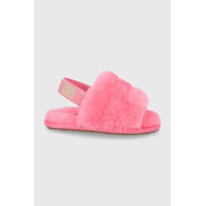 Dětské vlněné pantofle UGG Fluff Yeah Slide růžová barva