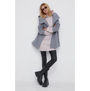 Kabát Vero Moda dámský, šedá barva, přechodný, dvouřadový