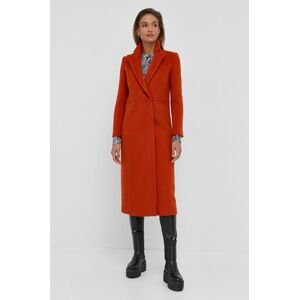 Vlněný kabát Patrizia Pepe oranžová barva, přechodný