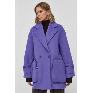 Vlněný kabát Patrizia Pepe fialová barva, přechodný, oversize