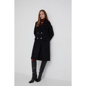 Vlněný kabát Armani Exchange černá barva, přechodný, dvouřadový