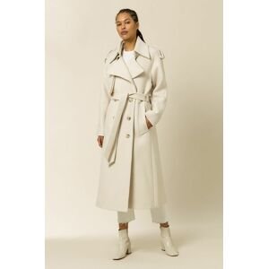Kabát Ivy & Oak dámský, krémová barva, přechodný, dvouřadový
