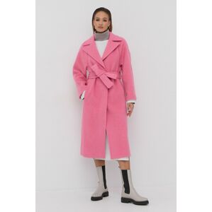 Vlněný kabát Victoria Victoria Beckham růžová barva, přechodný