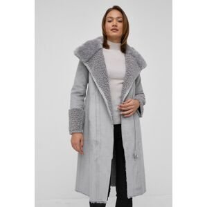 Oboustranný kabát Patrizia Pepe dámský, šedá barva, přechodný