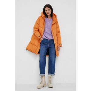 Péřová bunda Woolrich dámská, oranžová barva, zimní